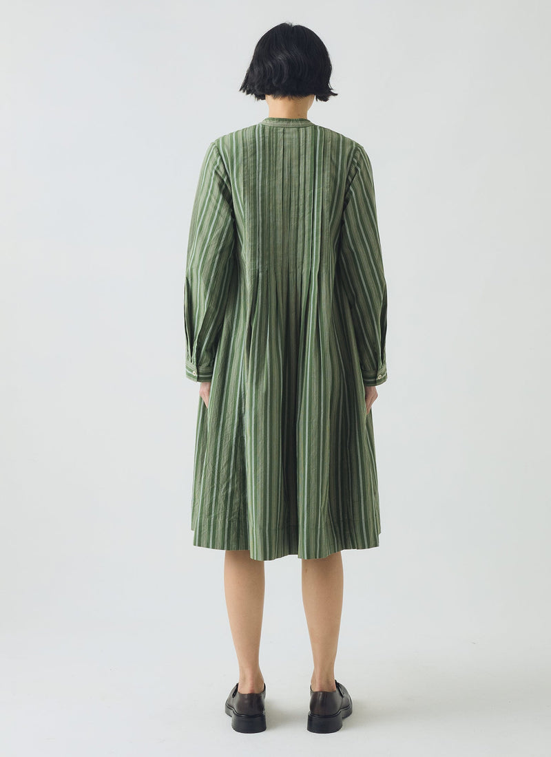 Sleepy Stripe Pintuck Dress | Forest Green