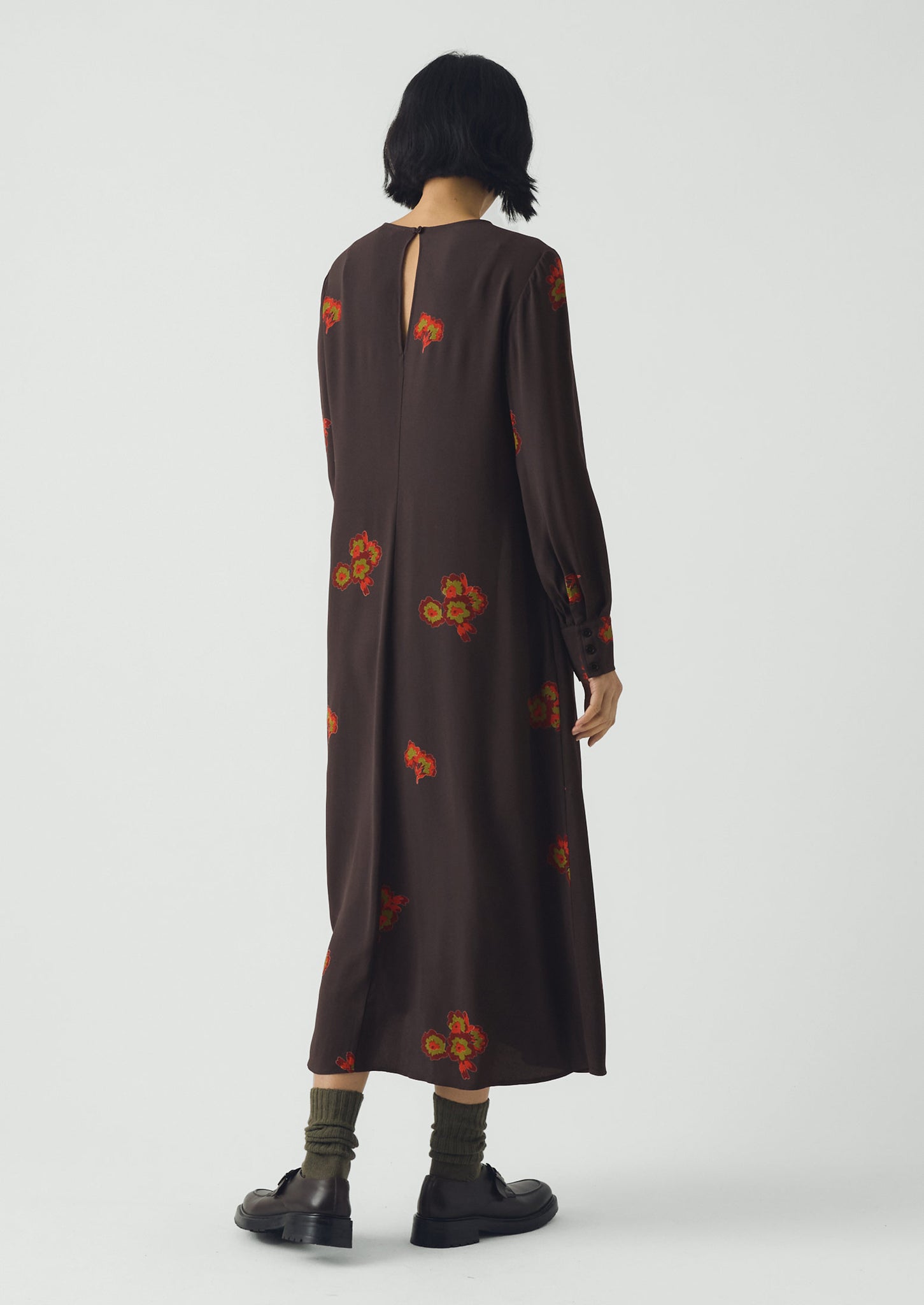 Vespertine Floral Print Column Dress | Slate