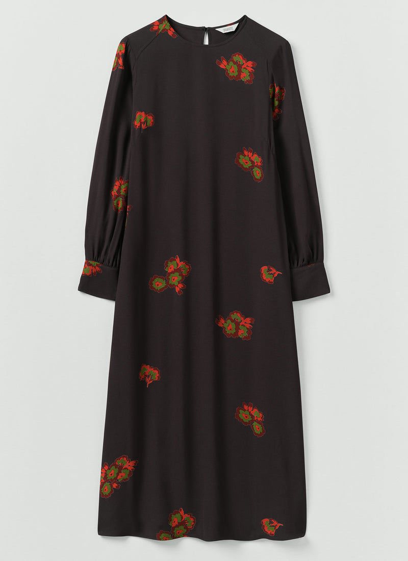 Vespertine Floral Print Column Dress | Slate