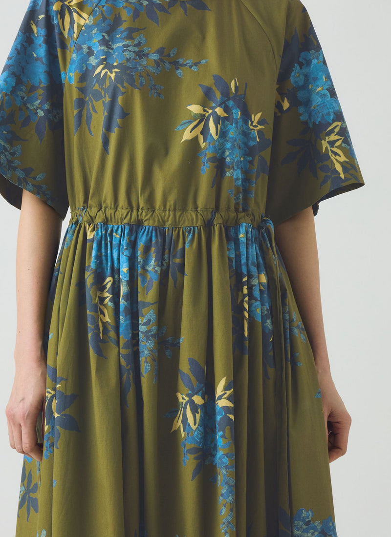 Botanical Shadow Print Cotton Dress | Olive | TOAST