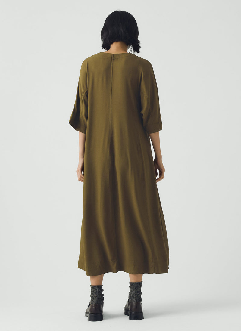 Satin Back Crepe Dress | Rich Olive