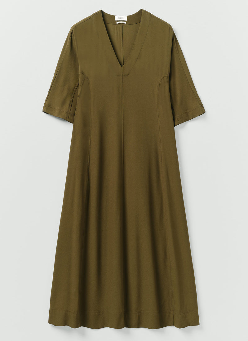 Satin Back Crepe Dress | Rich Olive