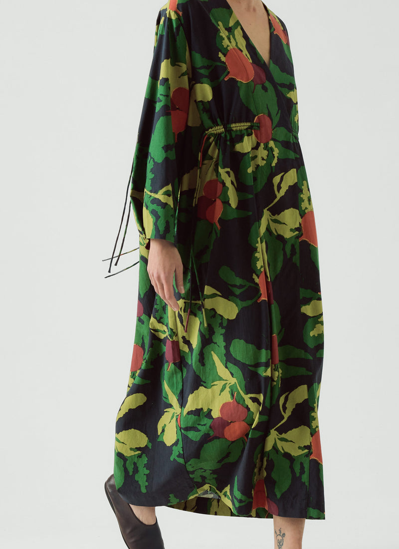 Produce Print Silk Cotton Dress | Slate