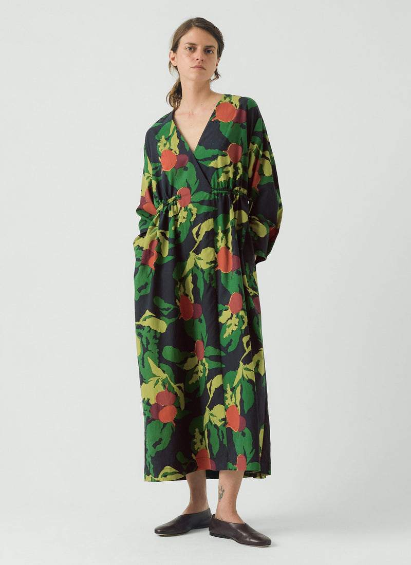 Produce Print Silk Cotton Dress | Slate