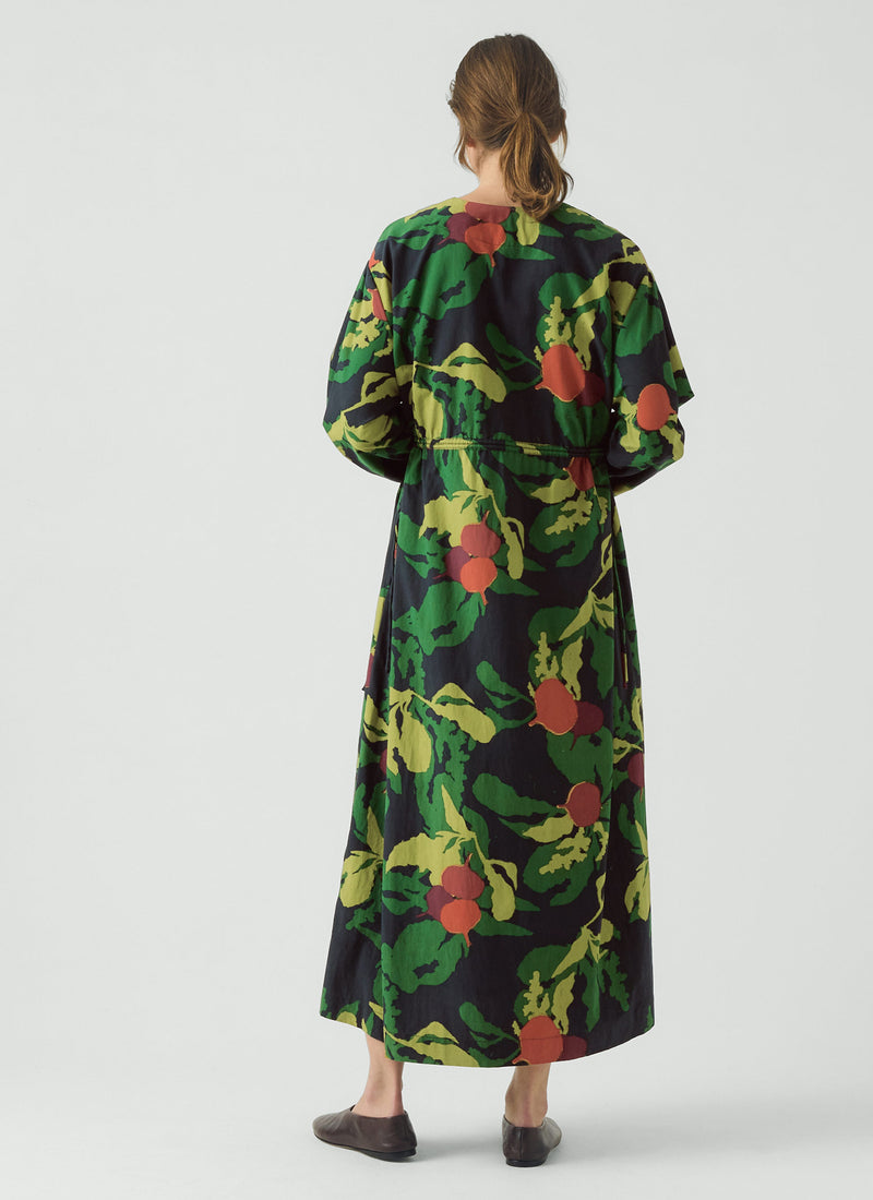 Produce Print Silk Cotton Dress | Slate