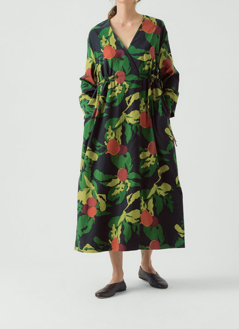 Produce Print Silk Cotton Dress | Slate