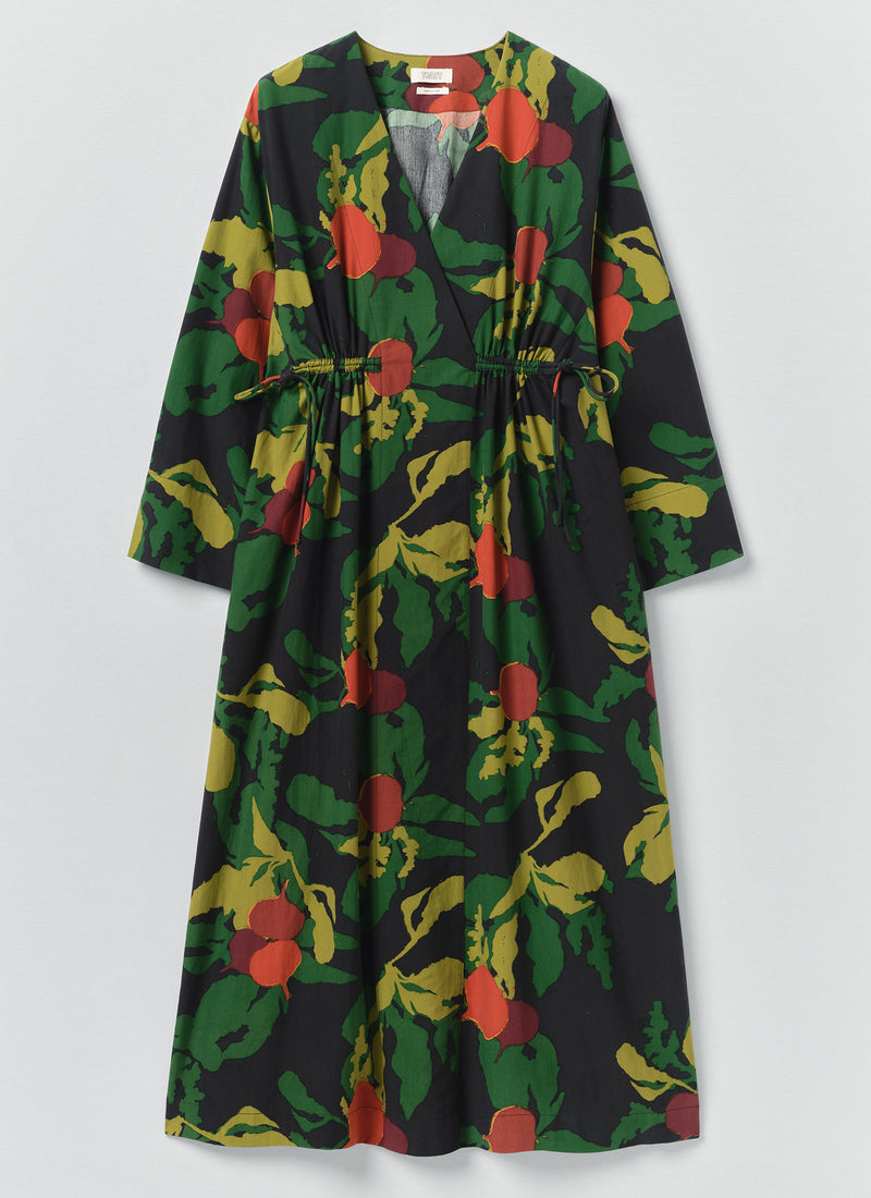 Produce Print Silk Cotton Dress | Slate