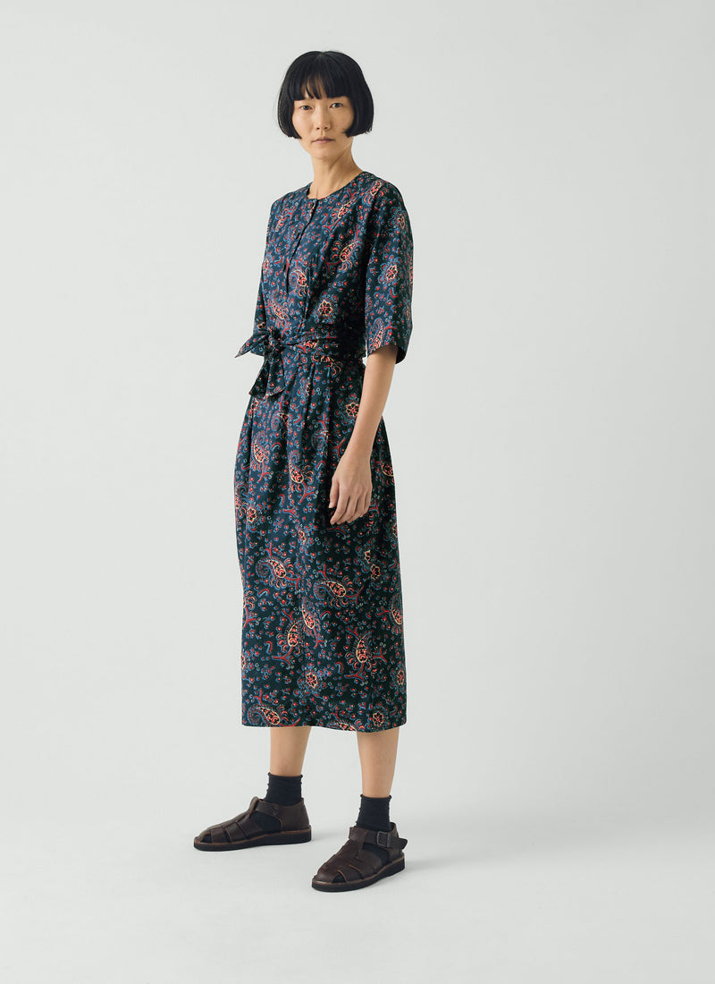 Provencal Paisley Print Cotton Poplin Dress | Provencal Blue