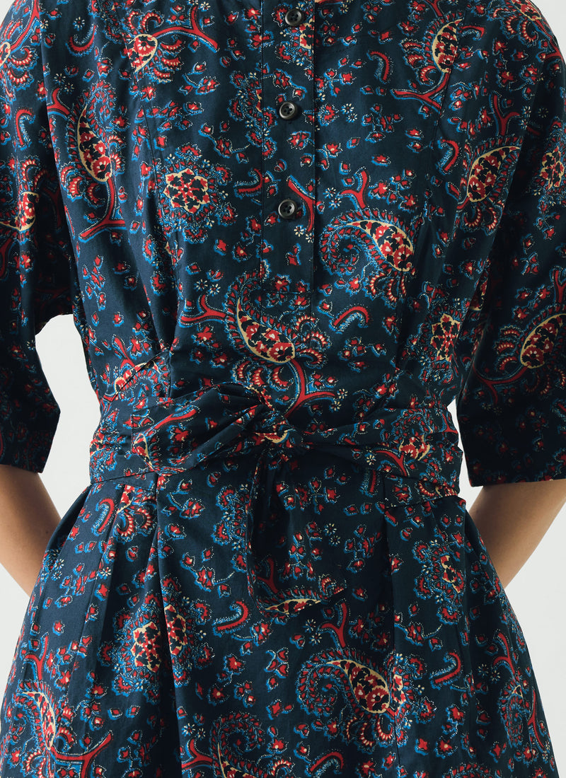 Provencal Paisley Print Cotton Poplin Dress | Provencal Blue