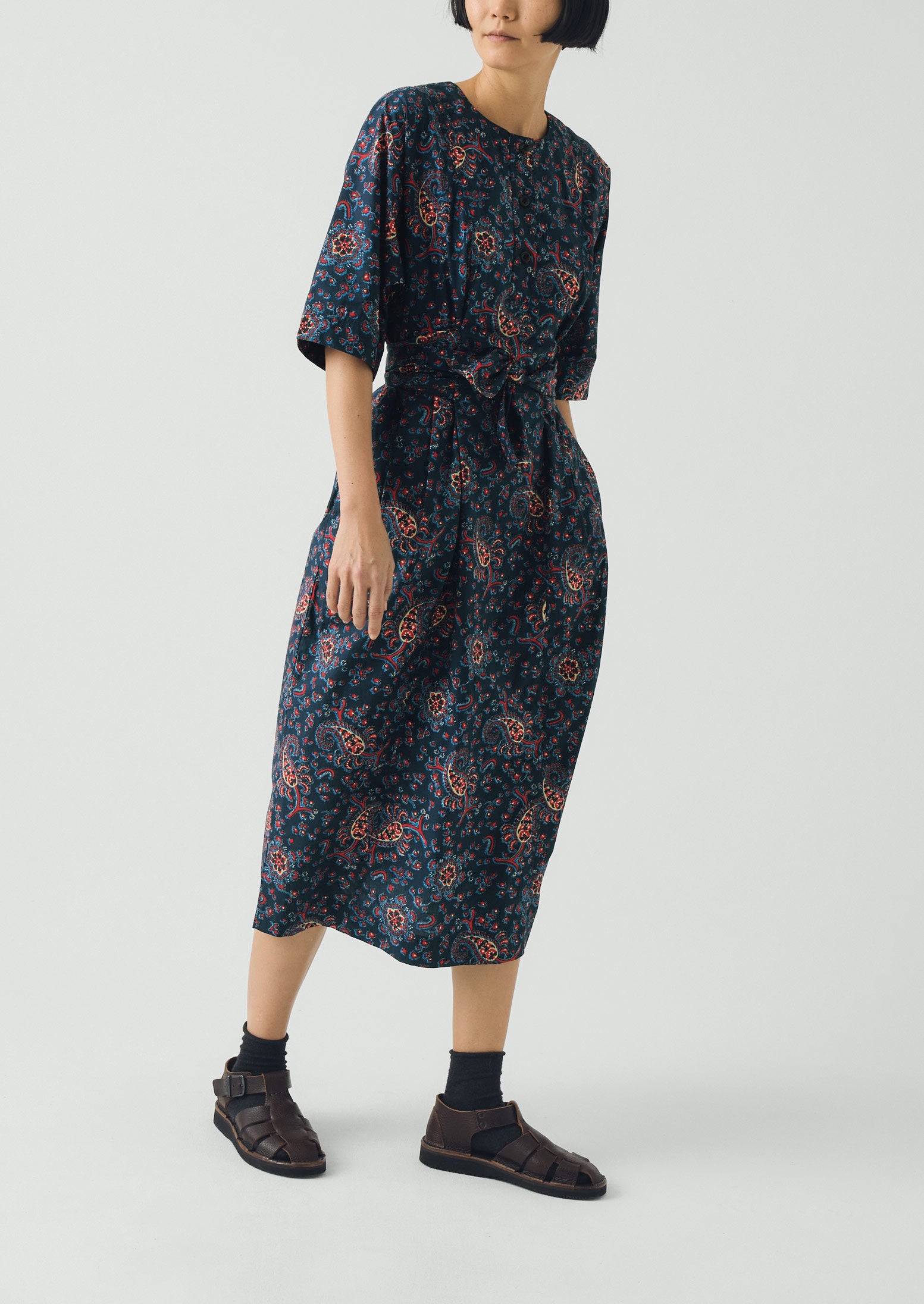 Provencal Paisley Print Cotton Poplin Dress | Provencal Blue | TOAST