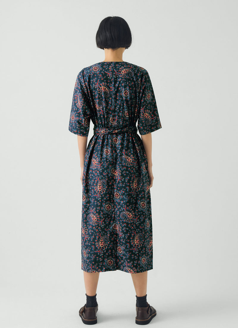 Provencal Paisley Print Cotton Poplin Dress | Provencal Blue