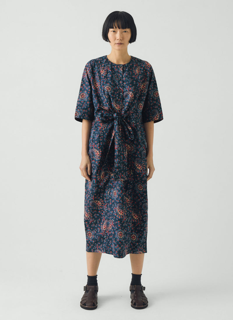 Provencal Paisley Print Cotton Poplin Dress | Provencal Blue