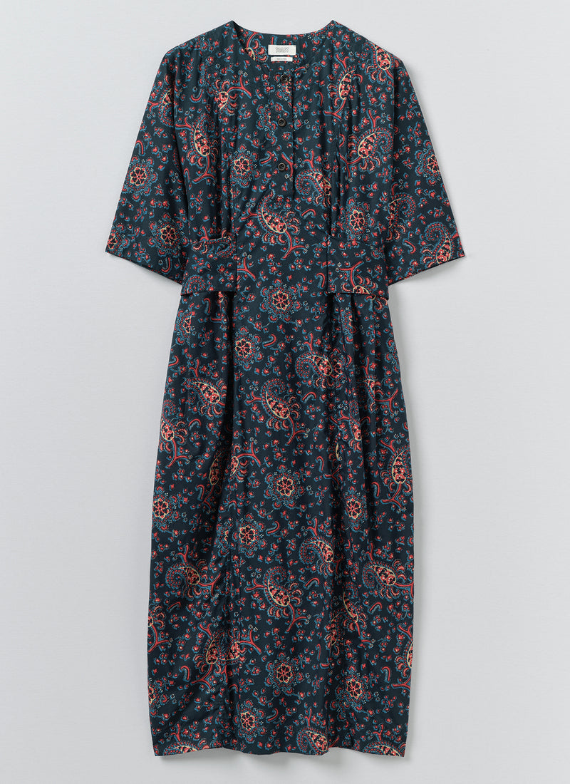 Provencal Paisley Print Cotton Poplin Dress | Provencal Blue