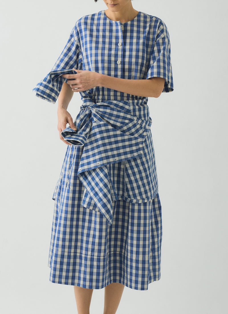 Gingham Check Cotton Dress | Pacific Blue