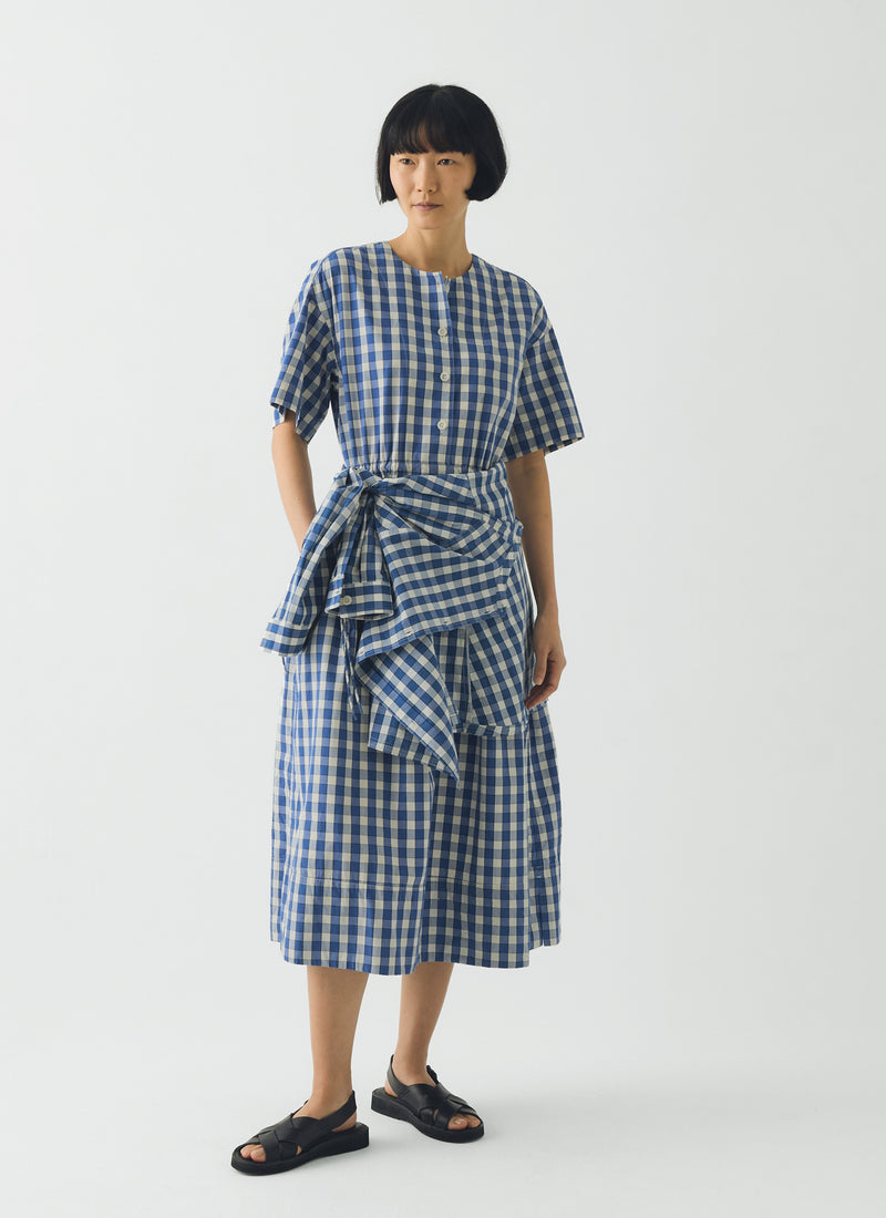 Gingham Check Cotton Dress | Pacific Blue