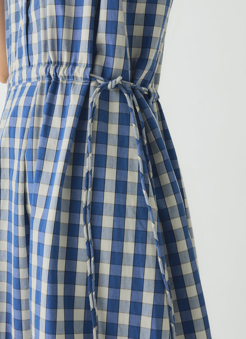 Gingham Check Cotton Dress | Pacific Blue