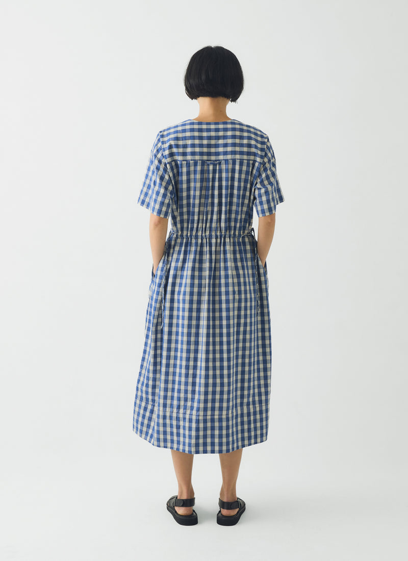 Gingham Check Cotton Dress | Pacific Blue