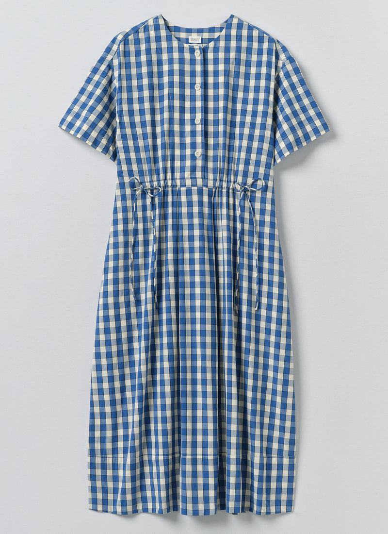 Gingham Check Cotton Dress | Pacific Blue