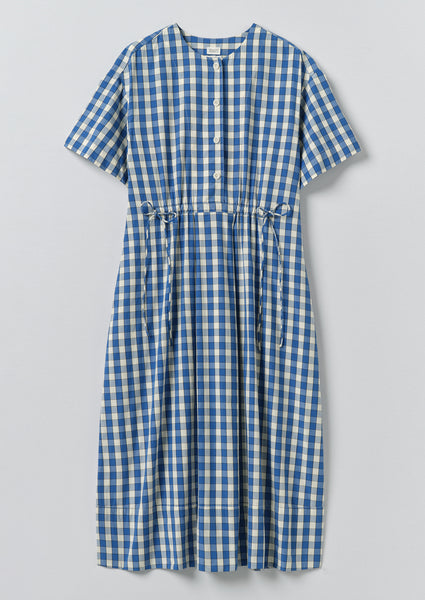Gingham Check Cotton Dress | Pacific Blue | TOAST Gingham Check Cotton Dress | Pacific Blue | TOAST