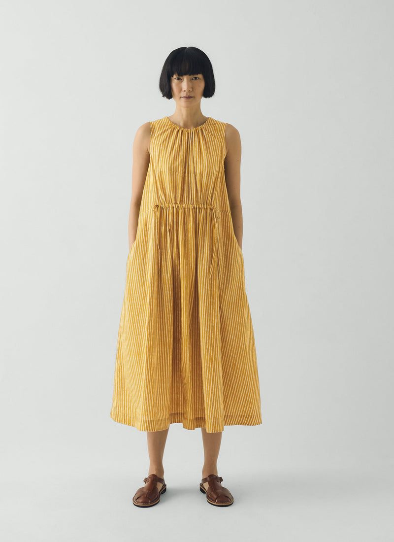 Martha Natural Dye Stripe Cotton Dress | Turmeric