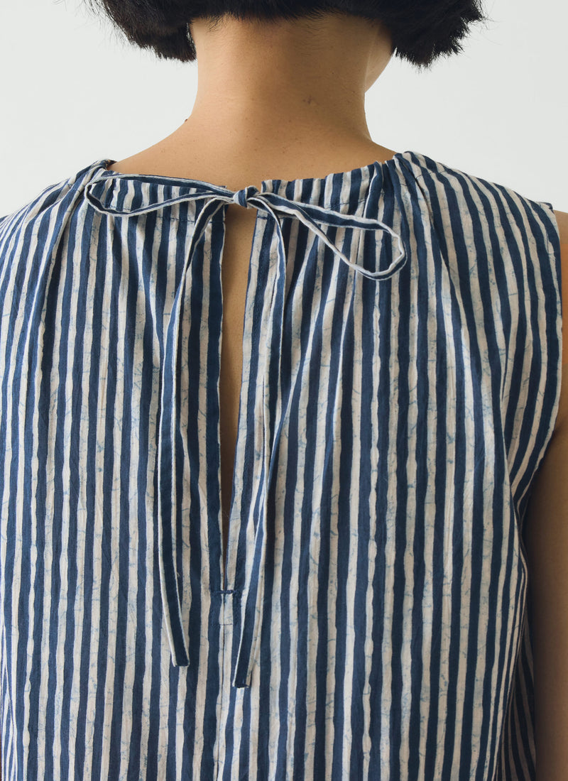 Martha Natural Dye Stripe Cotton Dress | Indigo