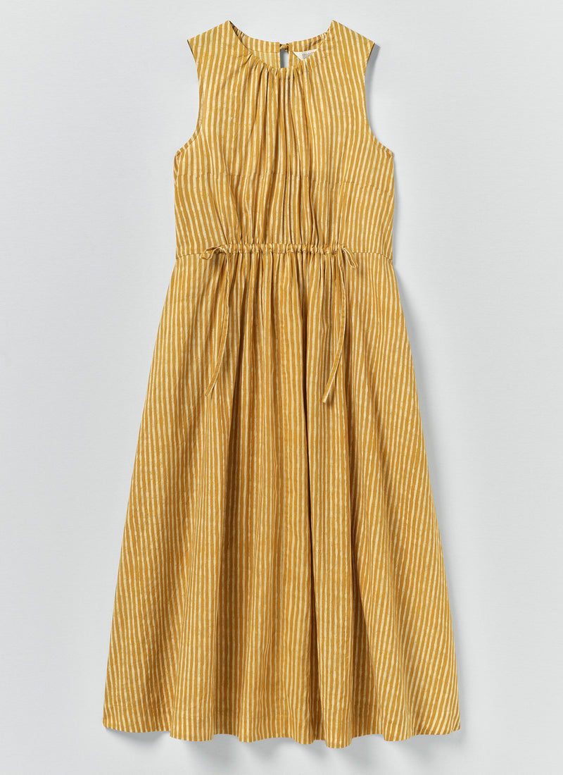 Martha Natural Dye Stripe Cotton Dress | Turmeric