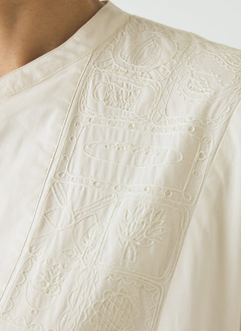 Embroidered Cotton Voile Dress | Chalk White