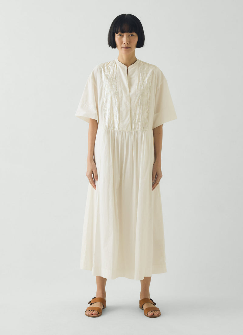Embroidered Cotton Voile Dress | Chalk White