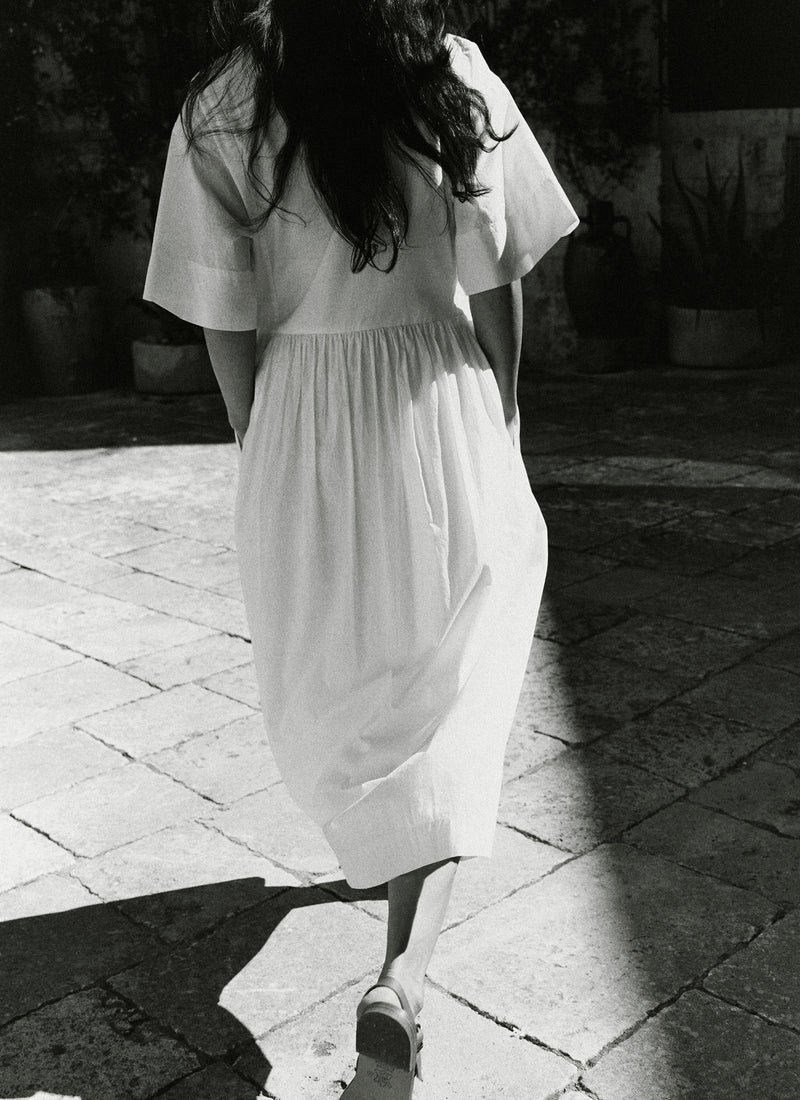 Embroidered Cotton Voile Dress | Chalk White