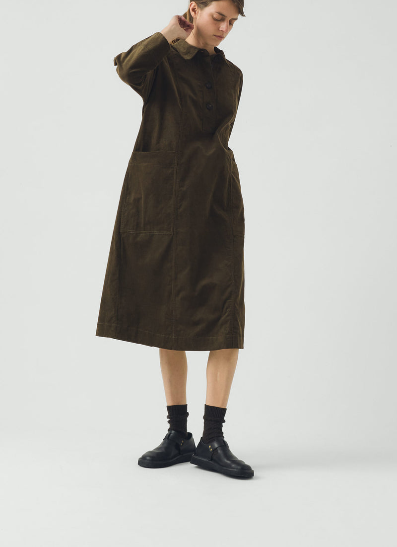 Organic Cord Tunic Dress | Tent Green