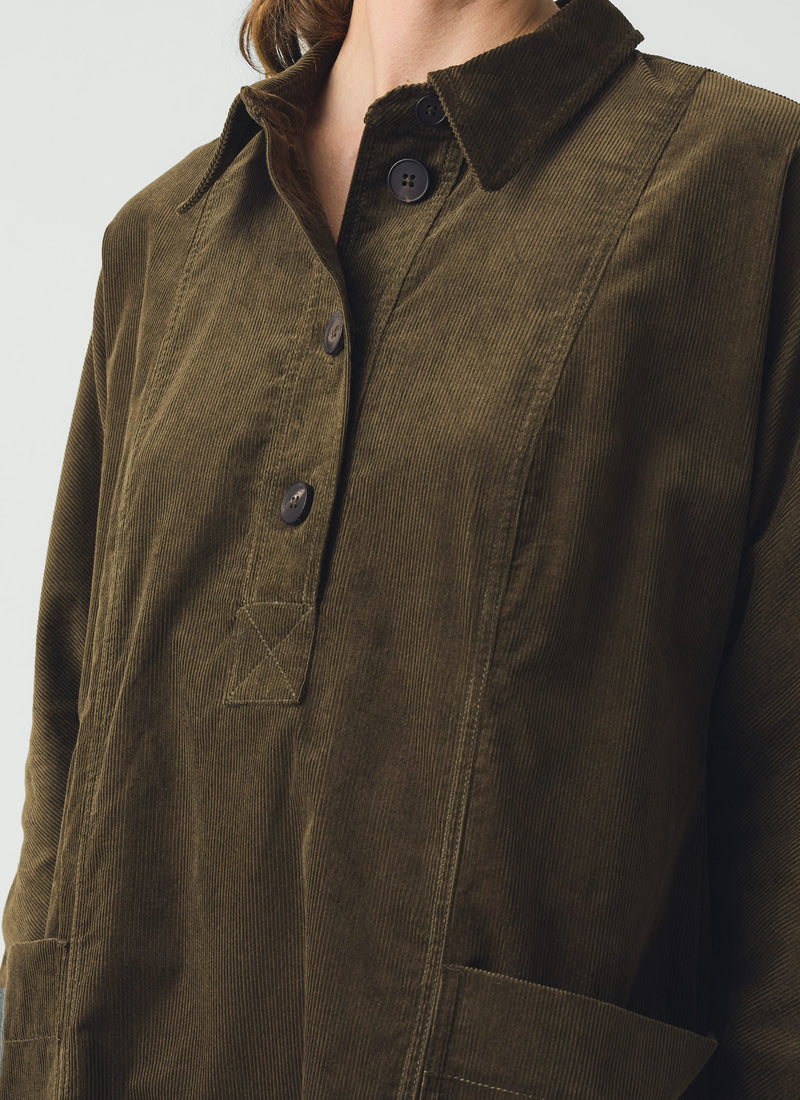 Organic Cord Tunic Dress | Tent Green