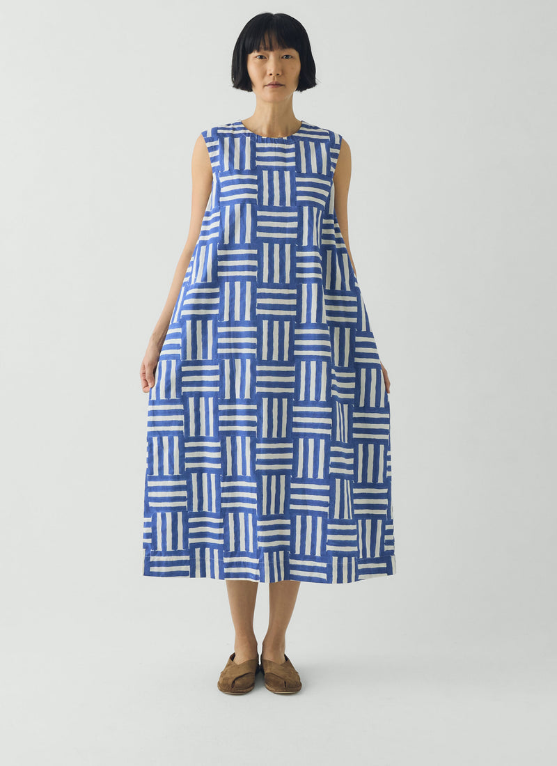 Block Print Patchwork Stripe Dress | Deep Cornflower | TOAST Block Print Patchwork Stripe Dress | Deep Cornflower | TOAST