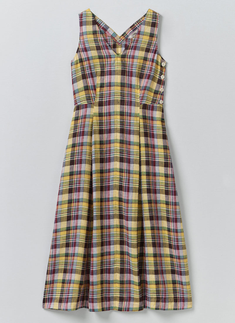 Gelato Check Linen Dress | Multi