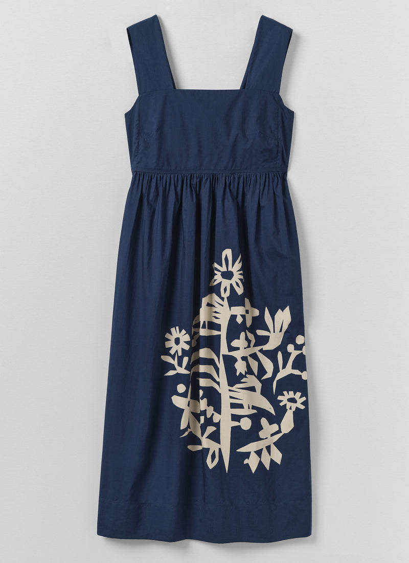 Emma Carlow Tree of Life Print Poplin Dress | Indigo Blue
