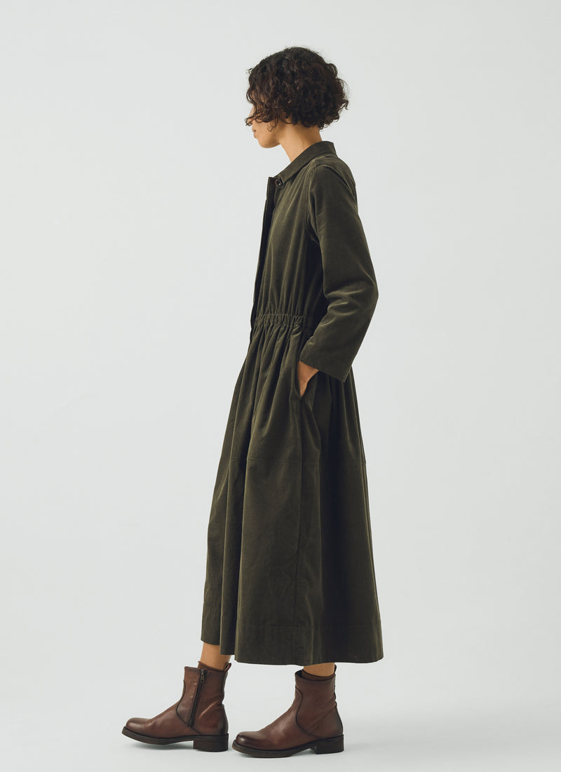 Cotton Needlecord Shirt Dress | Seaweed