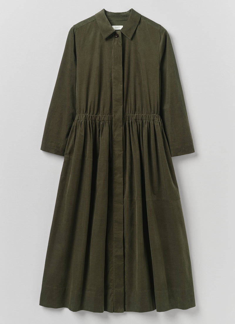 Cotton Needlecord Shirt Dress | Seaweed