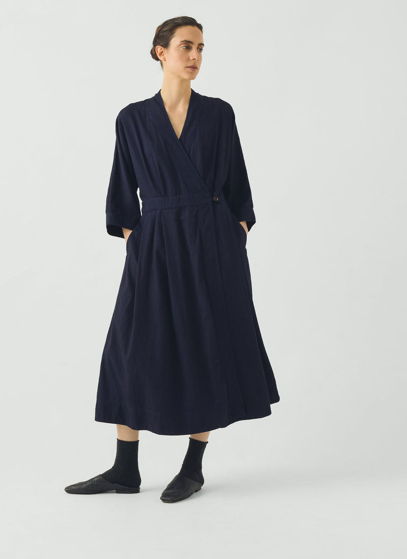 Indigo Twill Wrap Dress | Indigo