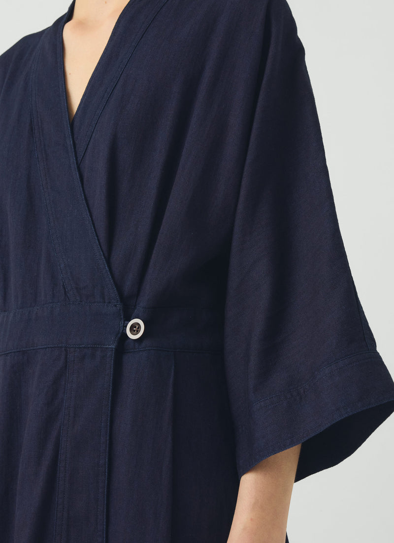 Indigo Twill Wrap Dress | Indigo