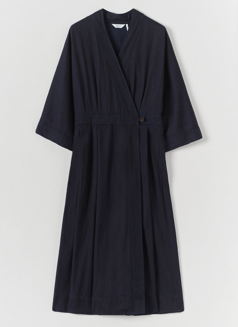 Indigo Twill Wrap Dress | Indigo