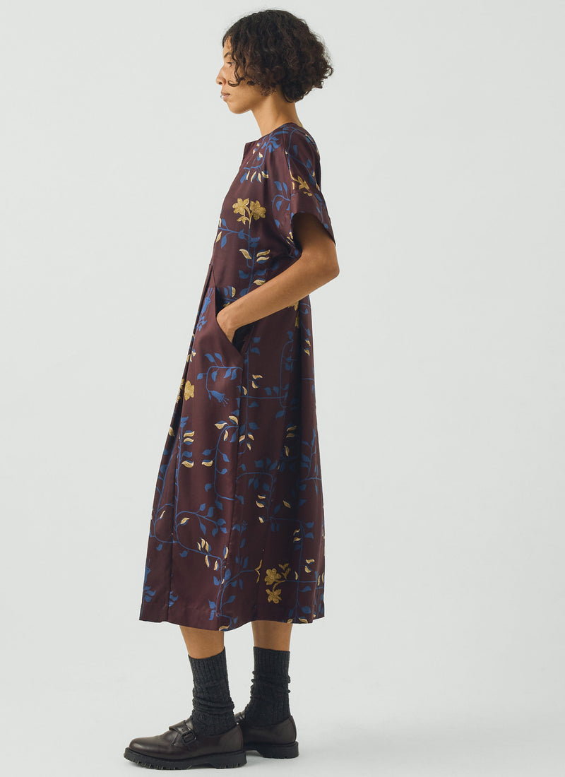 Bryn Folk Vines Print Dress | Plum