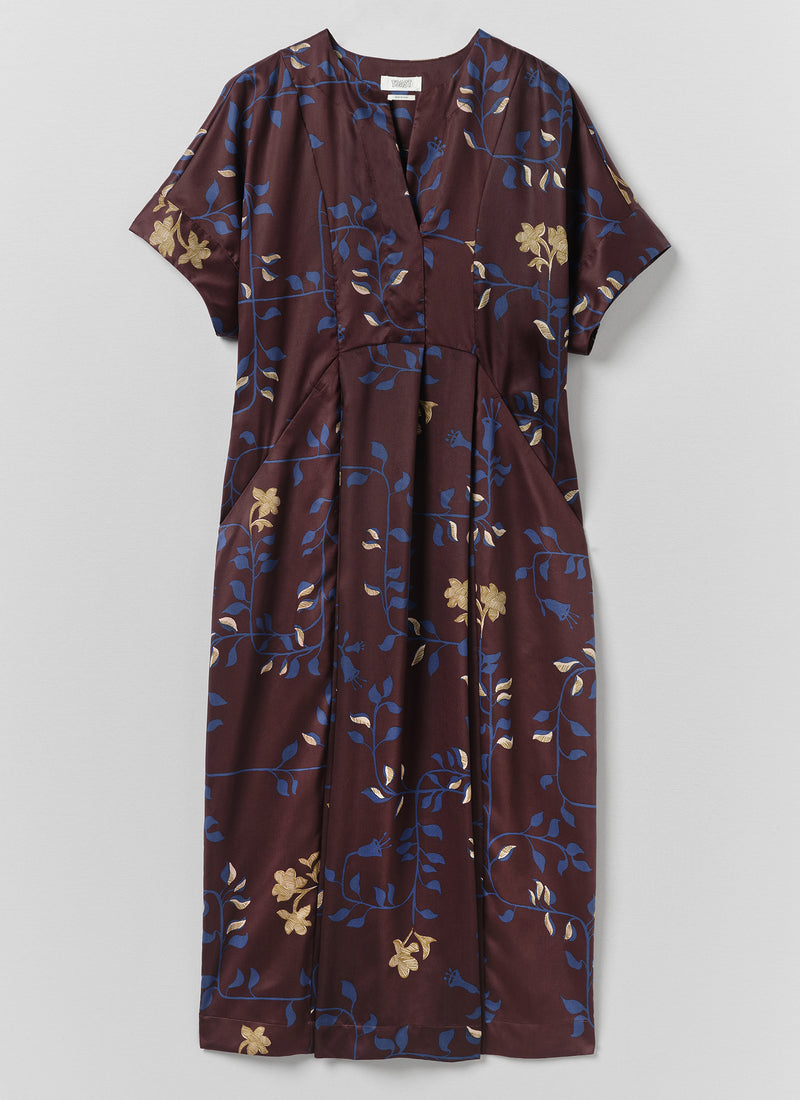 Bryn Folk Vines Print Dress | Plum