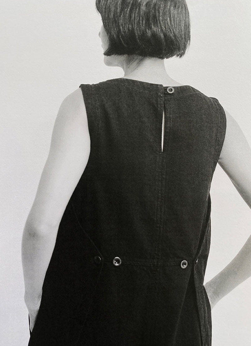Sculpted Denim Pinafore Dress | Carbon Black