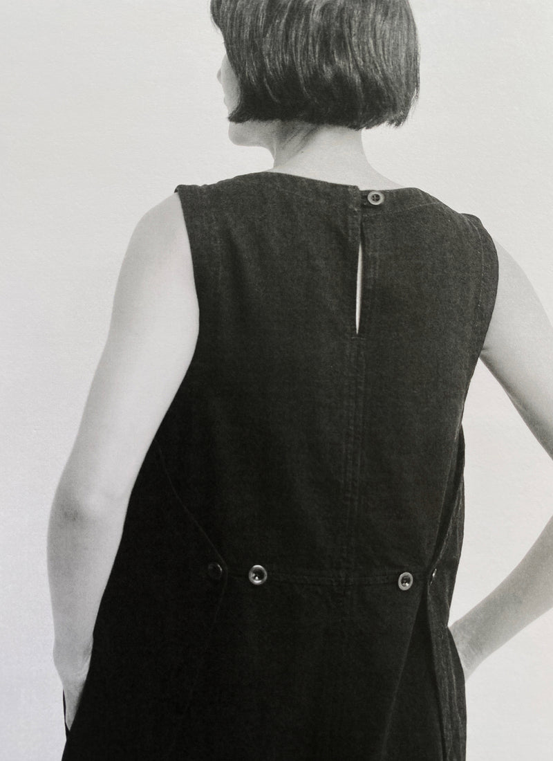 Sculpted Denim Pinafore Dress | Carbon Black