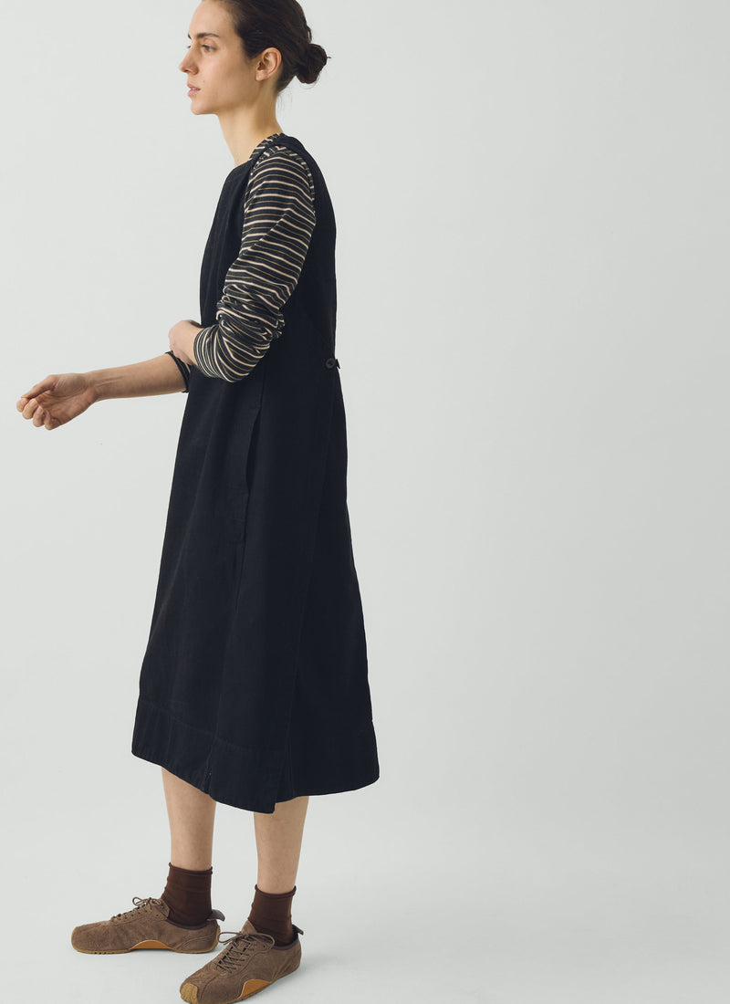 Sculpted Denim Pinafore Dress | Carbon Black