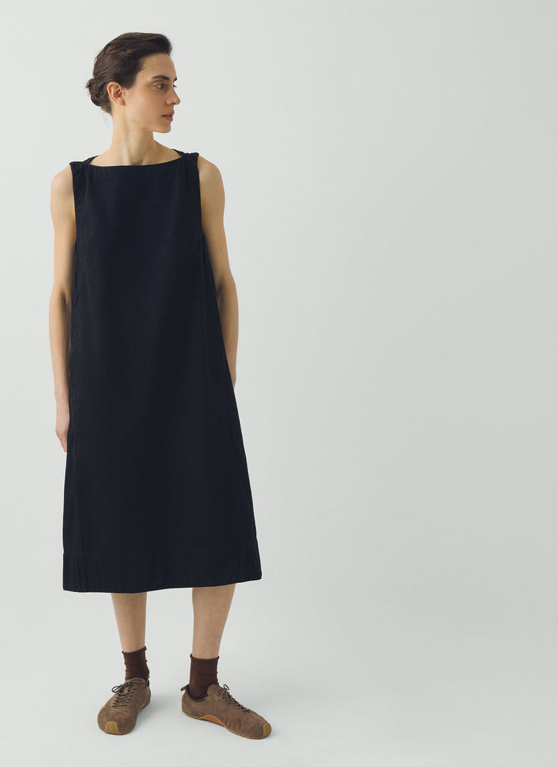 Sculpted Denim Pinafore Dress | Carbon Black