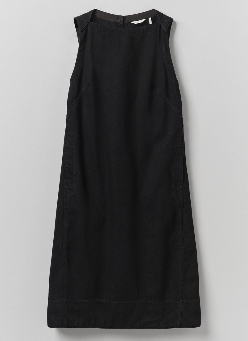 Sculpted Denim Pinafore Dress | Carbon Black
