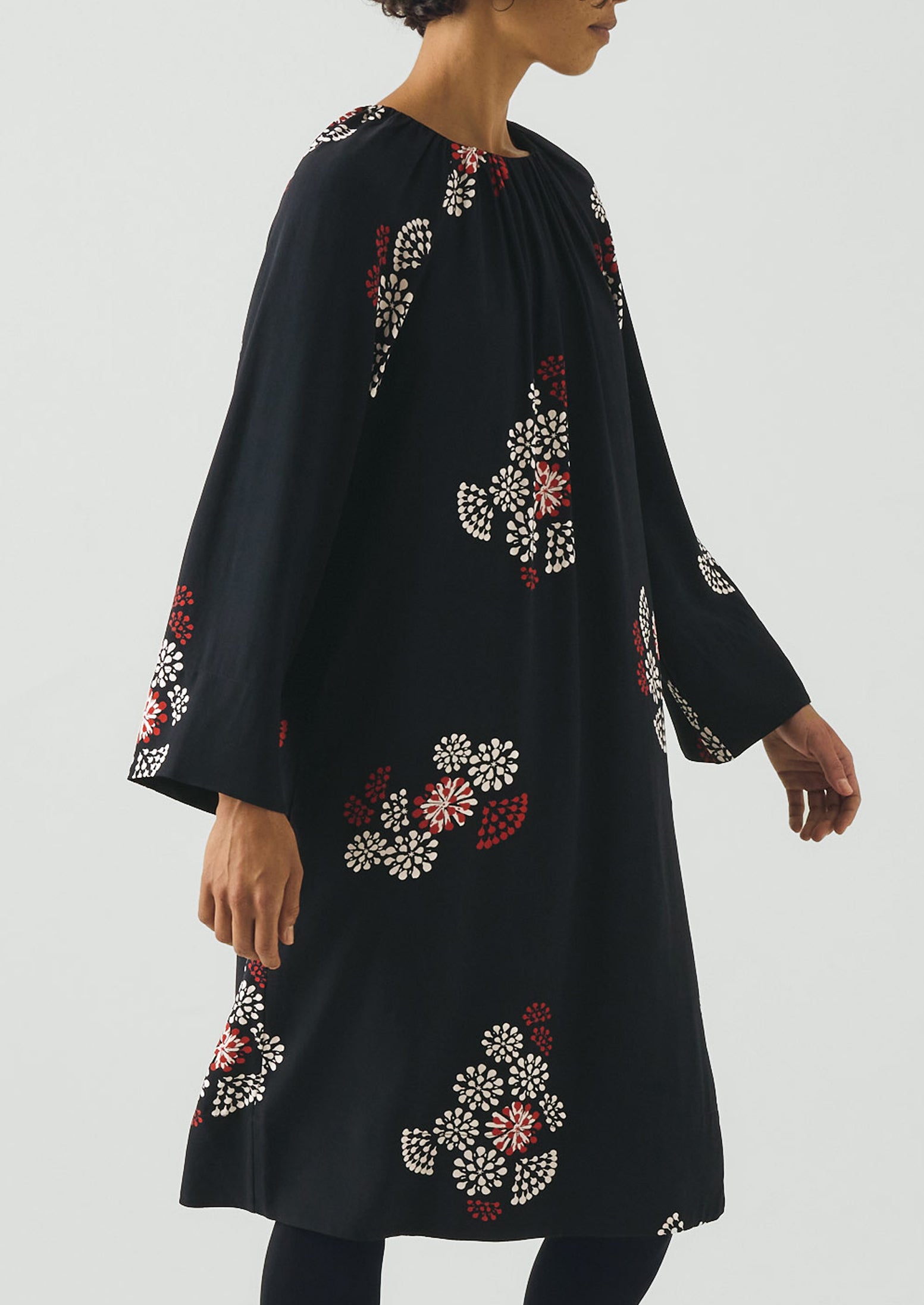 Firework Print Crepe Dress | Black Multi | TOAST