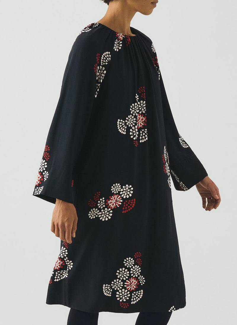 Firework Print Crepe Dress | Black Multi