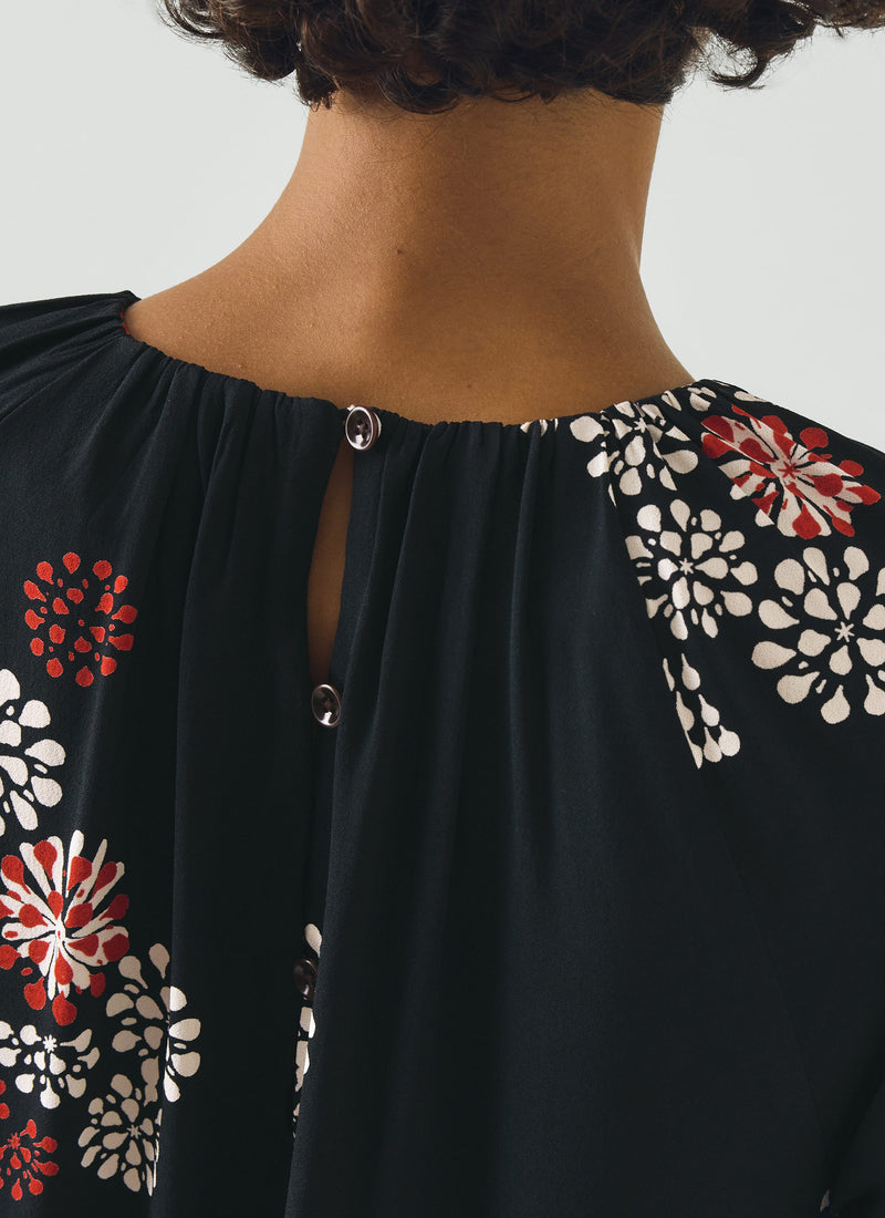 Firework Print Crepe Dress | Black Multi