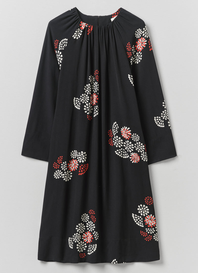 Firework Print Crepe Dress | Black Multi